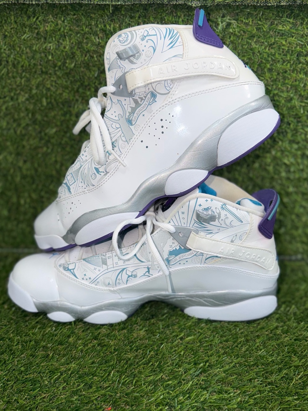 Air Jordan 6 Rings Las Vegas White Purple Blue High Top Sneakers US 10.5 - Picture 4 of 9